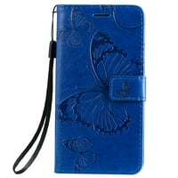 Motorola Moto G Play Wallet Caseeck Slim reljefnog leptira PU kožna Flip Folio Prikrivač s ručnim kaišem