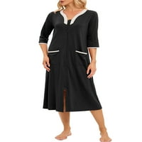 NOTILLA DAMIES NOGNGOWN FLORAL PRINT ROBE V izrez Houseress Wopseoba labava odjeća za spavanje Black