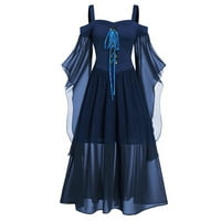 Yubatuo Goth haljina za žene plus veličine hladnog ramena kravata prednje čipke haljine haljine Halloween