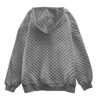 Ženski kaputi Jakne za žene Ležerne prilike za tiskane dukseve s dugim rukavima Zipper Duksevi džepni ženski vrhovi siva 1x