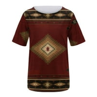 Ženske vrhove The Western Etnic Style T-majice Geometrijske tiskane košulje za žene Seksi visokog ljetnog ležernog tunika Tee