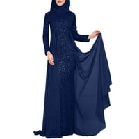 Haljina haljina o-izrez dugih rukava visoka struka neto pređe u šivanju ženskih haljina elegantni sjajni