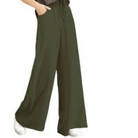 Ženske ležerne pune boje crtača pamučne hlače s džepovima