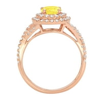 1.3ct okrugli rez žuta simulirana dijamant 18k 18K ruža Gold Anniverment HALO prsten veličine 4,75