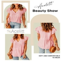 Acelitt Ljetni ruffle rukavi majica Ležerne prilike na majici za bluza iz vrata