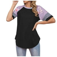 Ženski vrhovi Ljetni okrugli vrat kratki rukav tiskani šave za šivanje shor obrezane majice crne s