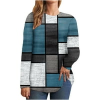 Žene Flannel T-majice Modna geometrija Blok bloka u boji Ležerne prilike pulover sa dugim rukavima Zimska