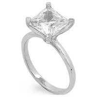 Princess Cut Center Cubic cirkonijski prsten Sterling srebrne veličine 6