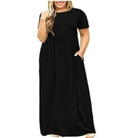 Iopqo ženske casual haljine duge haljine za žene plus veličine haljine kratki rukav maxi haljina od