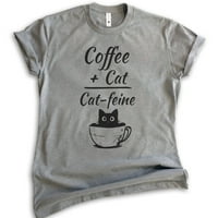 Kafa plus mačka jednaka majicu Cat-Feine, unise ženska muska košulja, smiješna majica za kavu, kofeina,