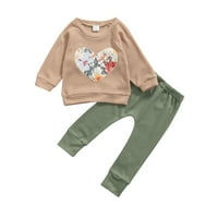 Djeca Toddler Baby Girl Jesen Zimska odjeća Vafle Plit Dugi rukavi Pulover Duks gornji i hlače Set odjeće