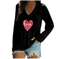 Valentinovo košulje za žene Žene Trendy Ležerni slobodni dan zaljubljenih Ispis pulover pulover sa pulover s pulover V xxl