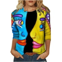 Honeeladyy ušteda umjetničkih grafita za žene apstraktno slikanje crtani boja blok grafička majica šareni