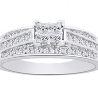 Princeza i okrugli oblik Bijeli prirodni dijamantski kvadratni prsten u 10k bijeli zlatni prsten veličine-12,5