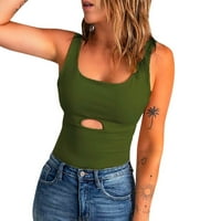 Žene na vrhu Ležerne prilike sa labavim plusom Ljetna odjeća ženska modna ljetna čvrsta tank u boji TOP U izrez bez rukava bez rukava, XL