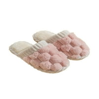 Prednji proglašeni plišani papuče Fluffy House Cipele Slip na nejasnom papuču unutarnji neklinsku kućnu cipelu muške zimske tople ružičaste 8.5-9