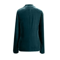 Yyeselk Ženska jakna s dugim rukavima Blazer otvorena prednja kardigan košulja sa džepovima Green M