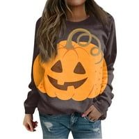 Tking modni vrhovi dugih rukava za žene Crewneck Halloween košulje Casual Labav pulover tamno sivo xl