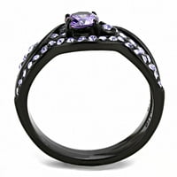 Luxe nakit dizajnira dvodijelni ženski vjenčani prsten od nehrđajućeg čelika sa ametistom kubične cirkonije