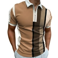 Shpwfbe Golf majice za muškarce muške ljetne prugasto sljedske prstiju majica Okrenite kratkim rukavima kratkih rukava majica s majicom Ljetni vrhovi Brown XL
