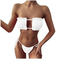 Ženski namotajni bandeau rublje za kupaći kostim visoki rez Theng Women Ruched Hollow Sexy Bikini Push-up