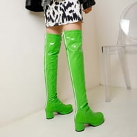 Dpityserensio ženska modna srednja prekomjerna koljena čizme višebojne čizme na petu krugove cipele zelene 4