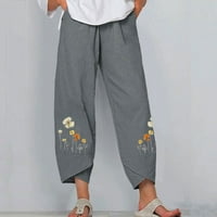 Wavsuf ženske hlače plus veličine tiskane pamučne plaćene plaćene sive hlače veličine s