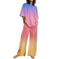 Pantalone za žene Ljeto O vrat Labavi kratki rukav cvjetni košulju s hlačama Modni set velike veličine