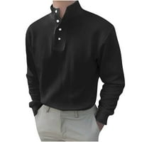 Muški povremeni majica s dugim rukavima Thirt Solid Color postolje Ogrlica haljina košulja Dukseri Spring Top Bluza