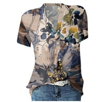 Bazyrey Womens V-izrez Ležerne prilike Chell Chemise ženska majica s kratkim rukavima Siva 3xl