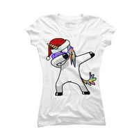 Dabling jednorog košulja Hip Hop Dab Santa Hat Božićna majica V Juniors Black Graphic Tee - Dizajn od