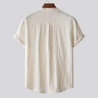 Daqian Muns majice Cleance Muns Home Vintage Pure Color Lan Solid kratkih rukava Retro T košulje na