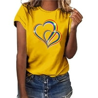 Prodaja Ženska majica za Valentinovo Valentine Grafički tisak ženske udobnosti trendy bluza ljubitelji pokloni duks kratkih rukava majica Crewneck Pulover Yellow XXXL