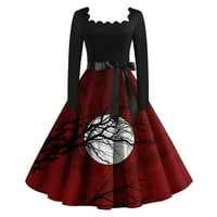 Ležerna modna haljina za haljinu od umitay bljeskalice za Halloween, vintage haljina s dugim rukavima