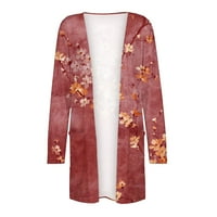 SKPBlutn ženski kardigan džemperi zimski jesen casual udobne vrhove cvjetni print modni džepni vrat