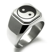 Nehrđajući čelik Yin Yan Yangravirani kvadratni ravni top gornji prsten za fiker stil