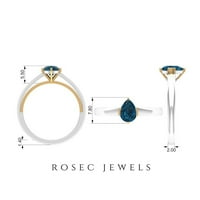 Rosec Jewels Pear Oblik London Blue Topaz Solitaire Prsten za žene, 14k žuto zlato, SAD 7.50