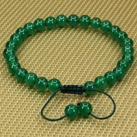 Angelstones Handmade Gemstone Green Agate okrugli perle Podesive pletenice MacRame Tassels Chakra Reiki