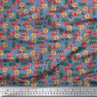 Soimoi pamučna voile tkanina Buttefly, lišće i ruža cvjetna tiskana tkanina od dvorišta široka