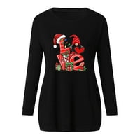 Božićne ponude Žene Ležerne prilike za ispis Ruched pulover Bluze Zimska plus veličina dugih rukava