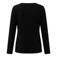 KETYYH-CHN Crno smeđa majica Ženska osnovna solid striptiz kabine s dugim rukavima