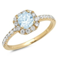 1,23CT Princess rez plavi simulirani dijamant 18k žuti zlatni godišnjica Angažovanje halo prstena veličine