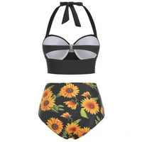 IOPQO kupaći kostimi Tankenis set Coverit Coverbuit za žene Žene Cvjetni print Visoki struk usjev +