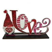 Valentinovo Gnome ukrasi za stol potpisao sa drvenim stolom Centerpies Crveno ljubavno srce Sretna Valentines