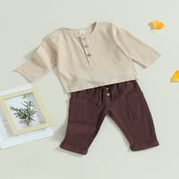 Toddler Boys Pamuk posteljina odjeća s dugim rukavima niz majice na vrhu i hlače za izvlačenje pantalone
