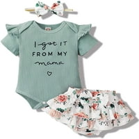 Dječja djevojka odjeća dojenčad ljetne odjeće set ruffle rukave ruglo i cvjetne kratke hlače sa trakom