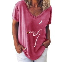 Grafičke majice za žene, modni hipi Pismo Ispis Tunic T-majice Ležerne prilike kratkih rukava V-izrez