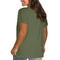 Ljetni vrhovi za ženske majice za žene Crewneck kratki rukav labav fit čvrsti okrugli vrat majica bluza