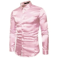 Labakihah Muška majica Muška visokokvalitetna Ležerna modna sjajna majica s dugim rukavima s dugim rukavima za muškarce Pink