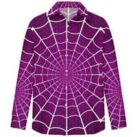 Dugme Down Majice za muškarce Prevelike FIT 3D Cobweb Print The majice s dugim rukavima Ležerne prilike